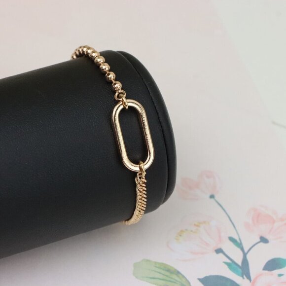 "Rose Gold Chain Bracelet with Oval Link Center, Elegant Finish, XPBL0996 - Picture 5 of 12